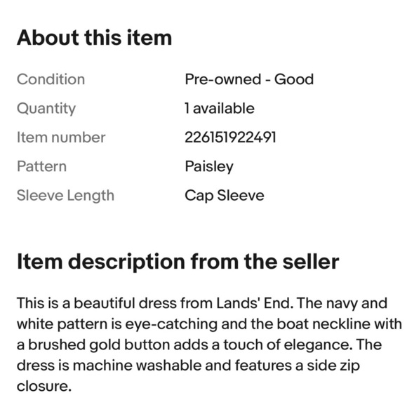 LAND’S END Elegant navy blue and White Floral Dress - Picture 8 of 8